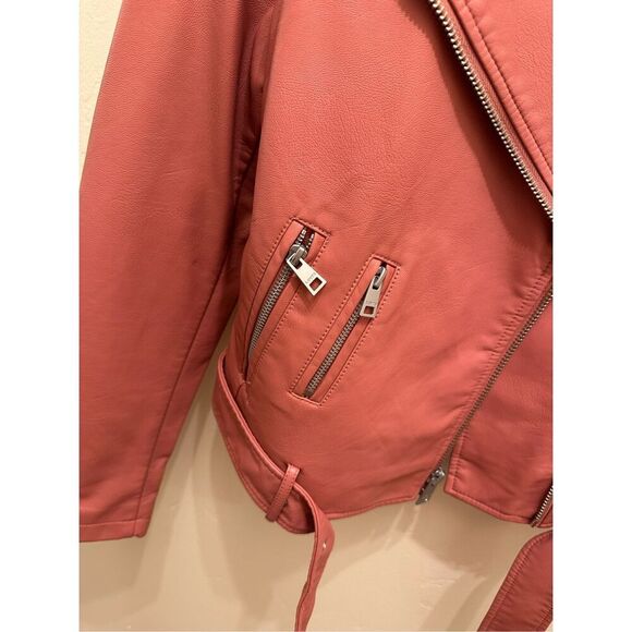 Levi’s Pink Faux Leather Biker Jacket Size Medium New - Picture 6 of 11